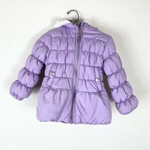 Weathertamer Girl’s Lavender Purple Hooded Zip Up Winter Puffer Jacket
